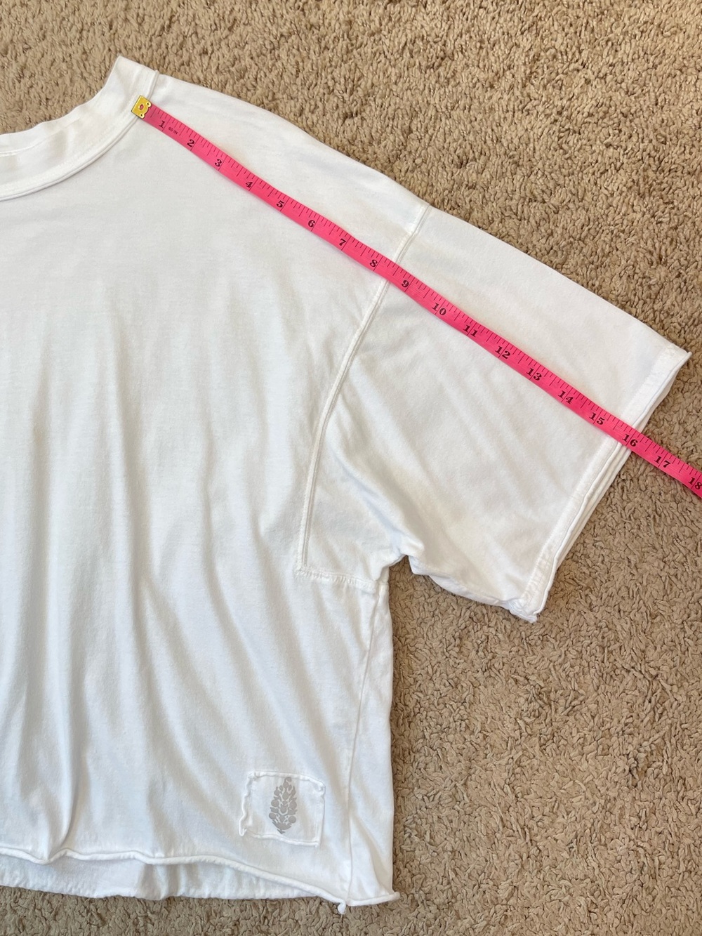 FREE PEOPLE Inspire Boxy Cropped Oversized Short Sleeve White Tee Shirt Size XL - Picture 13 of 16
